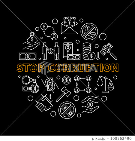 Stop Corruption vector outline round concept minimal banner Stop Corruption vector outline round concept minimal banner 108562490