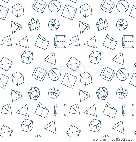 Geometric Shapes vector outline seamless pattern - Geometry and Math concept background Geometric Shapes vector outline seamless pattern - Geometry and Math concept background 108562516