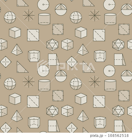 Geometrical Figures vector colored seamless pattern. Geometry Education background 108562518