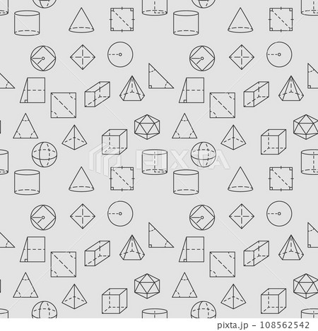 Geometry vector simple seamless pattern in outline style. Geometric Shapes background 108562542