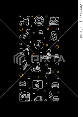 Car Airbrush Painting vector outline dark vertical banner. Auto Body Painting concept linear illustration Car Airbrush Painting vector outline dark vertical banner. Auto Body Painting concept linear illustration 108562602