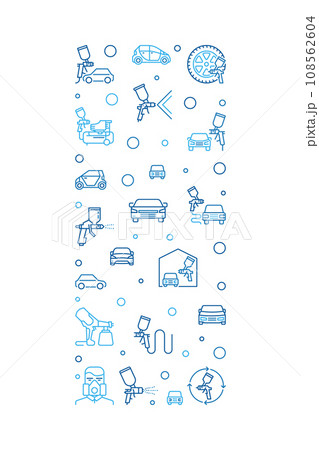 Car Paint vector concept thin line blue vertical banner or illustration 108562604