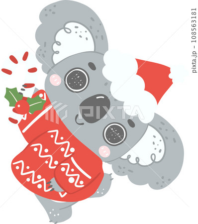 Cute Christmas Koala cartoon illustration 108563181