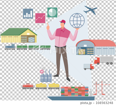 穿著工作服和物流的男子的圖像插圖 108563248