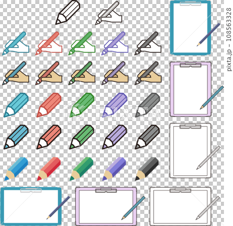 Pencil and binder illustration set Pencil and binder illustration set 108563328