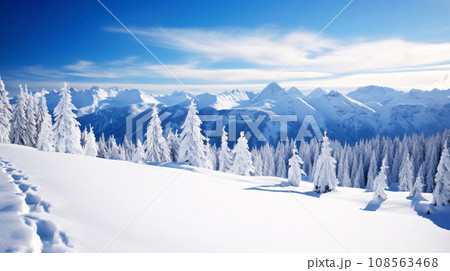 雪山の背景、雪が積もった高い山の風景、AI生成画像 雪山の背景、雪が積もった高い山の風景、AI生成画像 108563468