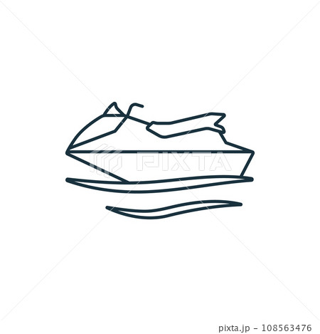Jet ski outline icon. Monochrome simple sign from transportation collection. Jet ski icon for logo, templates, web design and infographics. Jet ski outline icon. Monochrome simple sign from transportation collection. Jet ski icon for logo, templates, web design and infographics. 108563476