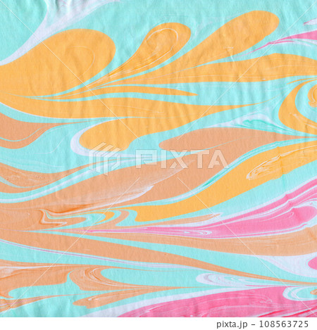 Ebru handmade art, traditional Turkish Ebru technique, painting on water, followed by paper prints 108563725