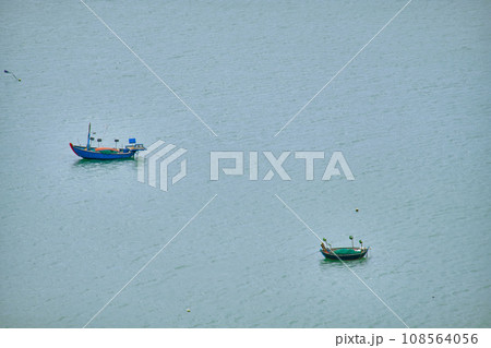 Vietnamese fishing boat at sea in the daytime. Vietnamese fishing boat at sea in the daytime. 108564056