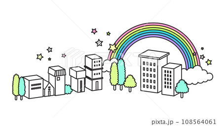 シンプルな街並みイラスト 108564061