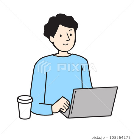 シンプルな人物イラスト デスクワークの男性 シンプルな人物イラスト デスクワークの男性 108564172