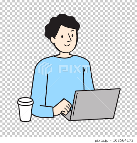 シンプルな人物イラスト デスクワークの男性 シンプルな人物イラスト デスクワークの男性 108564172