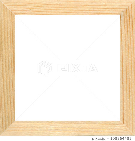 Square wooden frame cut from pine wood, isolated on white background 108564483
