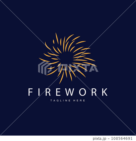 Firework Logo, Simple Line Model Design New Year Celebration Day Illustration, Template Vector 108564691
