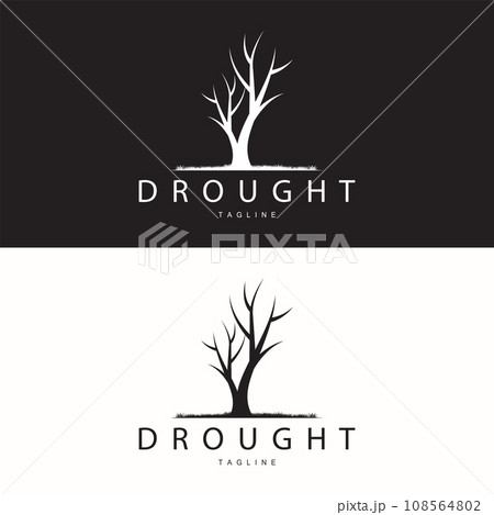 Drought Logo, Dry Tree Logo Design with Simple, Minimalist and Modern Vector Line Style 108564802