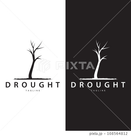Drought Logo, Dry Tree Logo Design with Simple, Minimalist and Modern Vector Line Style 108564812