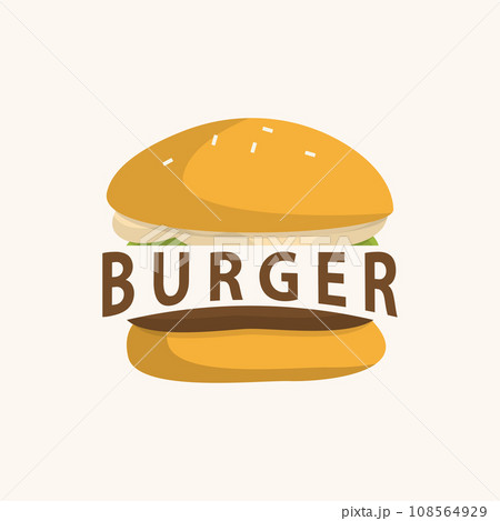 Burger Logo, Vector Bread, Meat And Vegetable Fast Food Illustration Design 108564929