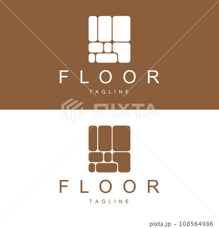 Floor Logo Design for Home Ceramic Decoration with Minimalist Abstract Shapes, Vector Templet Illustration 108564986