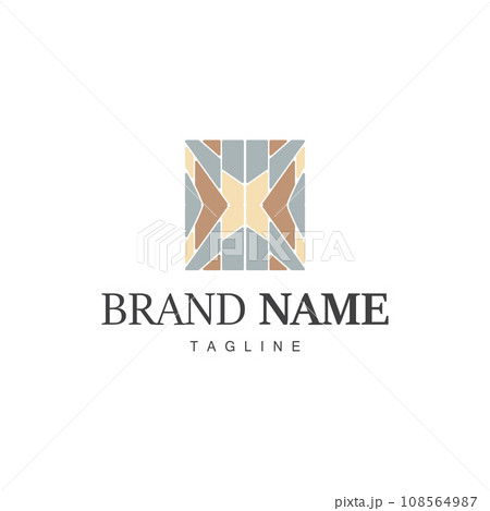 Floor Logo Design for Home Ceramic Decoration with Minimalist Abstract Shapes, Vector Templet Illustration 108564987