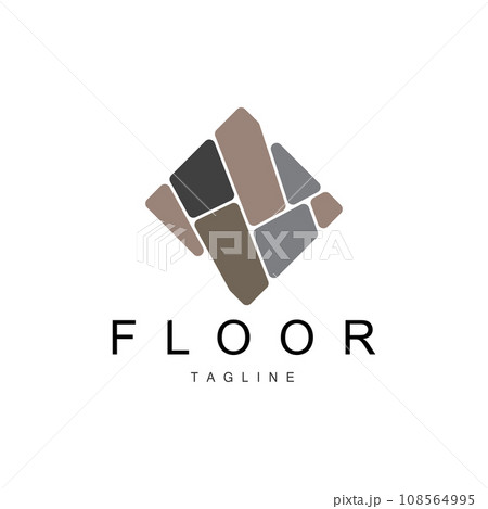 Floor Logo Design for Home Ceramic Decoration with Minimalist Abstract Shapes, Vector Templet Illustration 108564995