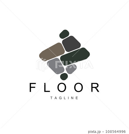 Floor Logo Design for Home Ceramic Decoration with Minimalist Abstract Shapes, Vector Templet Illustration Floor Logo Design for Home Ceramic Decoration with Minimalist Abstract Shapes, Vector Templet Illustration 108564996