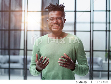 Portrait of an African American man in casual clothes 108565306