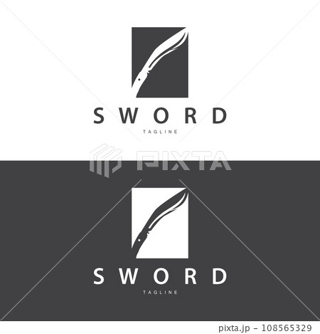 Sword Logo, Simple Fighter Cutting Tool Design Illustration Template 108565329