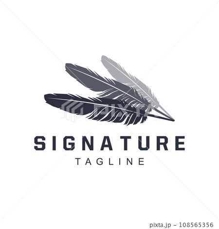 Feather Silhouette Logo, Author Design Luxury Simple Elegant Vector Illustration Template 108565356