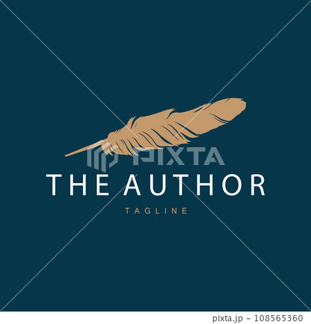 Feather Silhouette Logo, Author Design Luxury Simple Elegant Vector Illustration Template 108565360