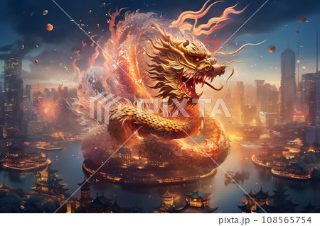 Chinese Dragon symbol of 2024. Chinese New Year 108565754
