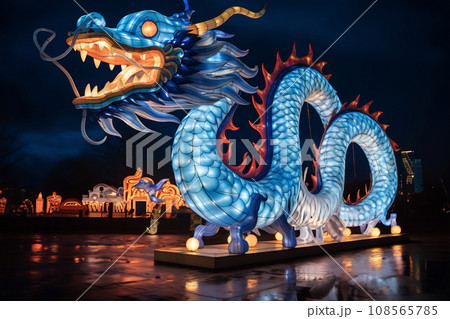 Blue Chinese Dragon symbol of 2024. Chinese New Year 108565785