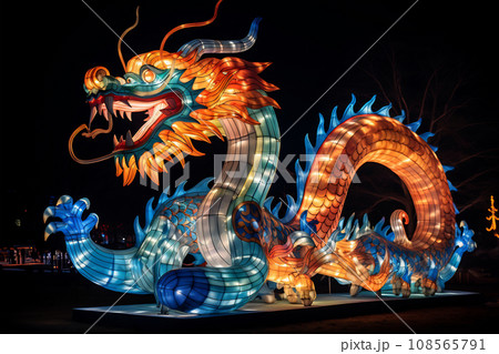 Blue Chinese Dragon symbol of 2024. Chinese New Year Blue Chinese Dragon symbol of 2024. Chinese New Year 108565791