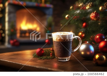 クリスマスシーズン 温かい部屋と飲み物 108566462
