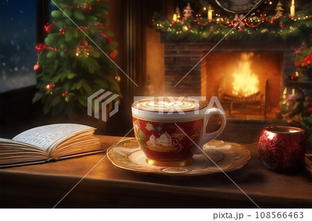 クリスマスシーズン 温かい部屋と飲み物 108566463