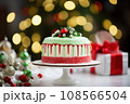 christmas cake with christmas concept red white and green 108566504