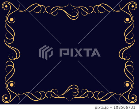 Ornate vintage frame. Swirl ornament. Ornamental curls. Vintage linear border with curlicues. Design a template for invitations, leaflets and greeting cards. Vector illustration Ornate vintage frame. Swirl ornament. Ornamental curls. Vintage linear border with curlicues. Design a template for invitations, leaflets and greeting cards. Vector illustration 108566733