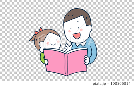 child and father reading a book 108566814