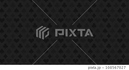 Dark background with card suits. Background vector illustration for banner, flyer, cover... 108567027