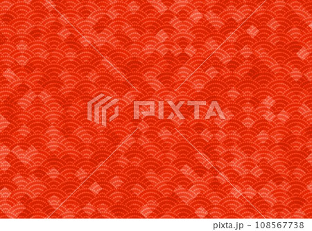和紙斜め格子波模様赤色 和紙斜め格子波模様赤色 108567738