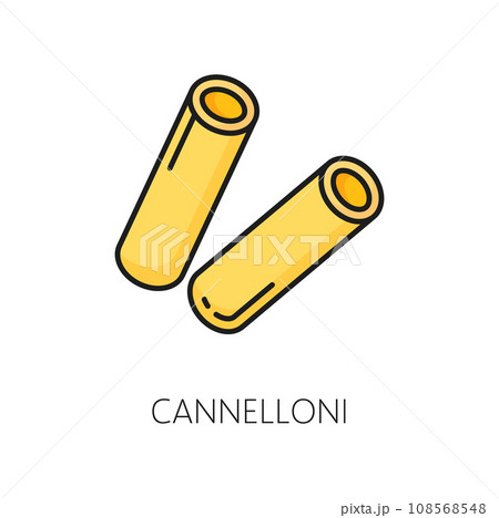 Cannelloni rolls of pasta isolated color outline icon. Vector stuffed with meat or vegetables canneroni cannaroni, cannoli crusetti raw canelons 108568548