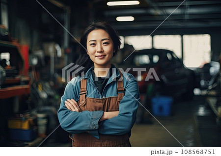 Middle aged Asian woman in her workshop. Small business concept. 108568751