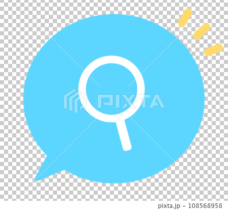Simple light blue search mark and speech bubble 108568958