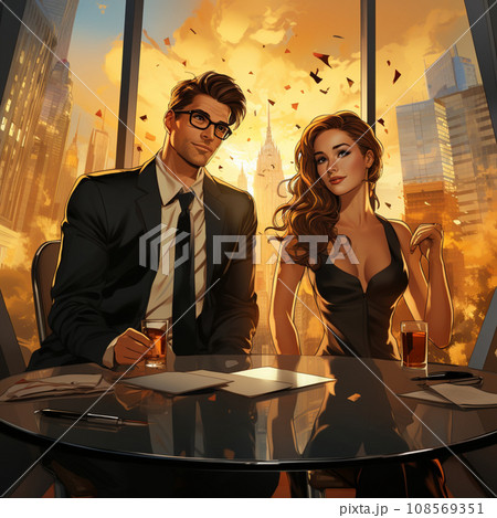 【AI生成画像】オフィスで話す男女 【AI生成画像】オフィスで話す男女 108569351