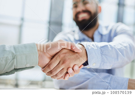 Employer, boss hiring candidate after successful job interview Employer, boss hiring candidate after successful job interview 108570139