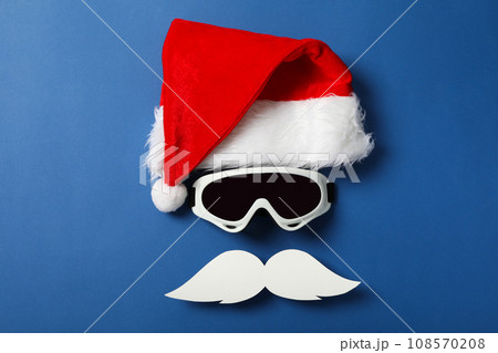 Santa Claus with a mustache and ski goggles 108570208