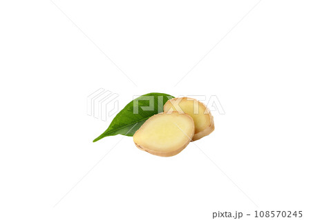 PNG,fresh ginger root cut into slices, isolated on white background PNG,fresh ginger root cut into slices, isolated on white background 108570245
