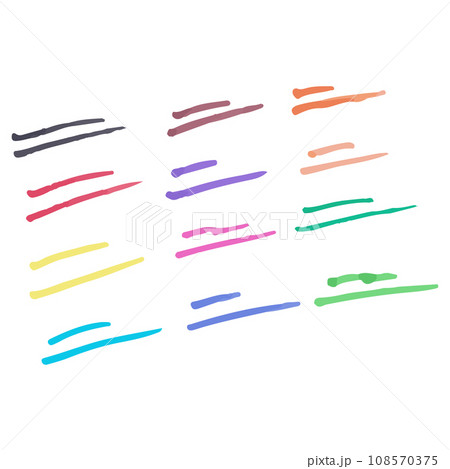 カラフルなマーカー線のイラストセット　ベクター 108570375