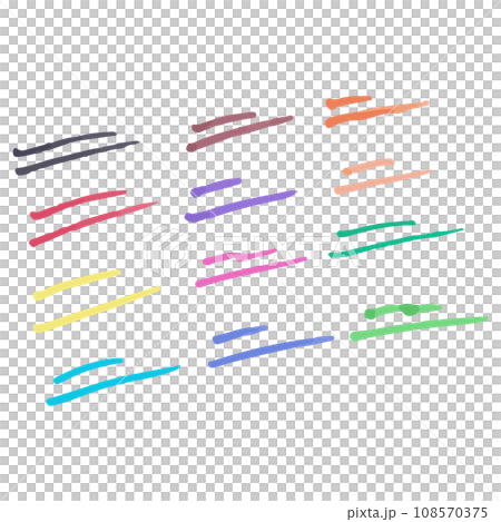 カラフルなマーカー線のイラストセット　ベクター 108570375