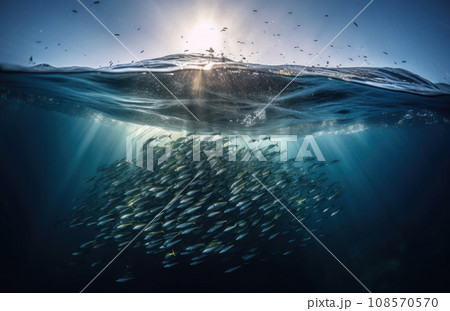Fish swimming in the ocean underwater. Generative AI 108570570