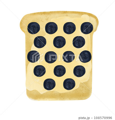 Berry watercolor toast with bruschetta and blueberries, food illustration isolated on white background. Healthy sweet vegetarian breakfast Berry watercolor toast with bruschetta and blueberries, food illustration isolated on white background. Healthy sweet vegetarian breakfast 108570996